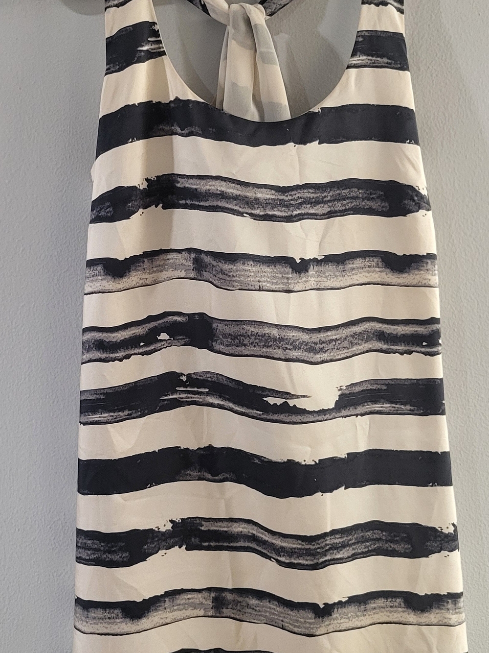J. Crew Black and Cream Striped Sleeveless Blouse